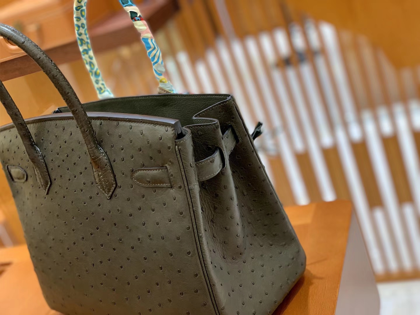 Hermès（爱马仕）Birkin 30 鸵鸟皮 锡器灰 全手工缝制