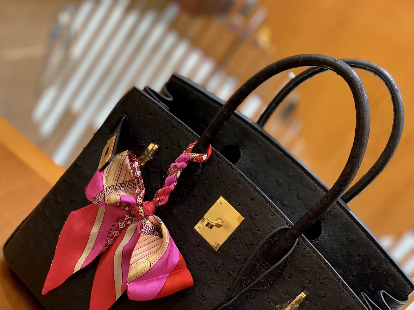 Hermès（爱马仕）Birkin 30 南非kk级鸵鸟皮 经典黑 金扣 原版蜜蜡线