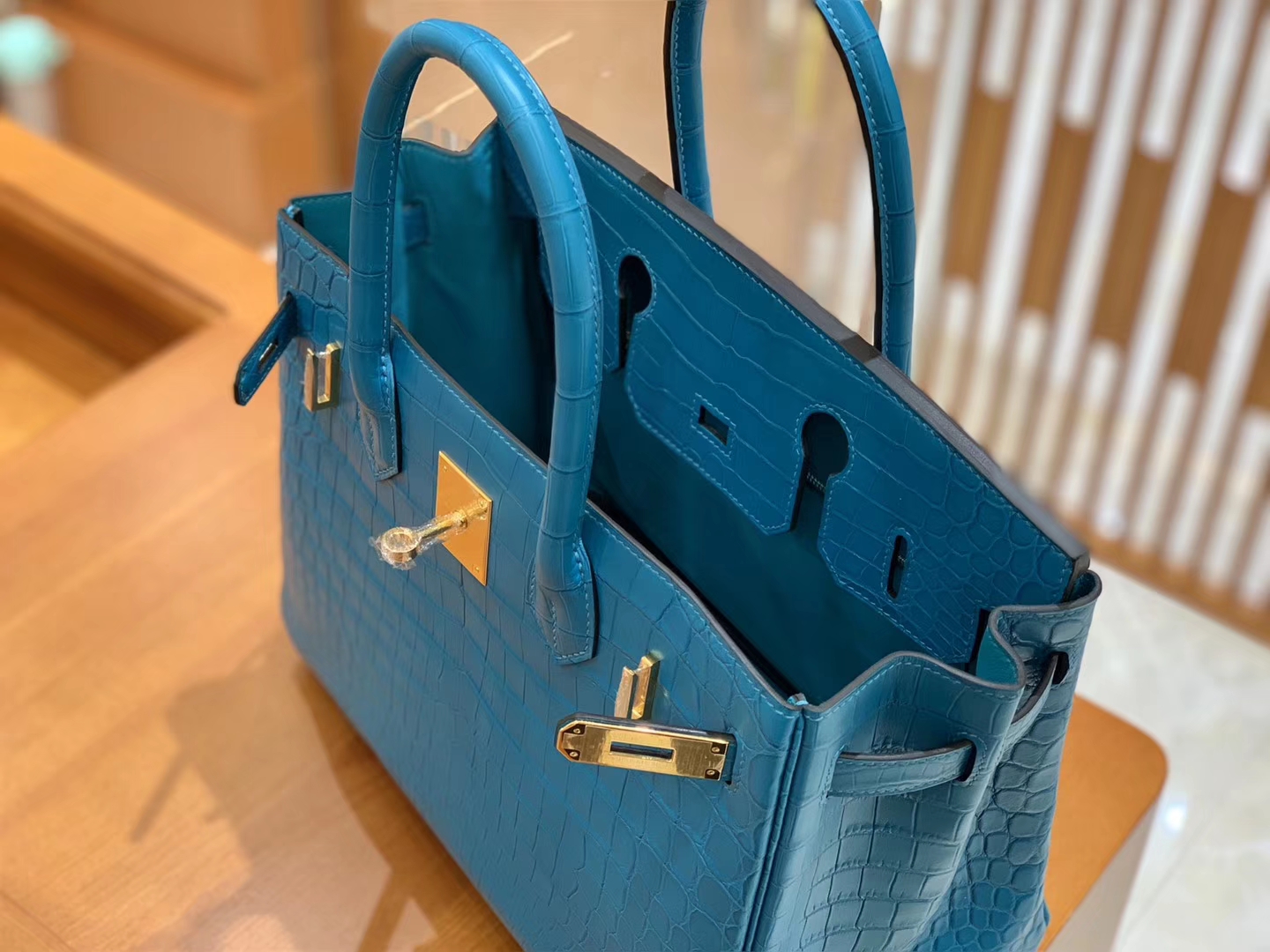 Hermès（爱马仕）Birkin 30cm 伊滋密迩蓝 金扣 尼罗 雾面 两点 鳄鱼皮 全手工