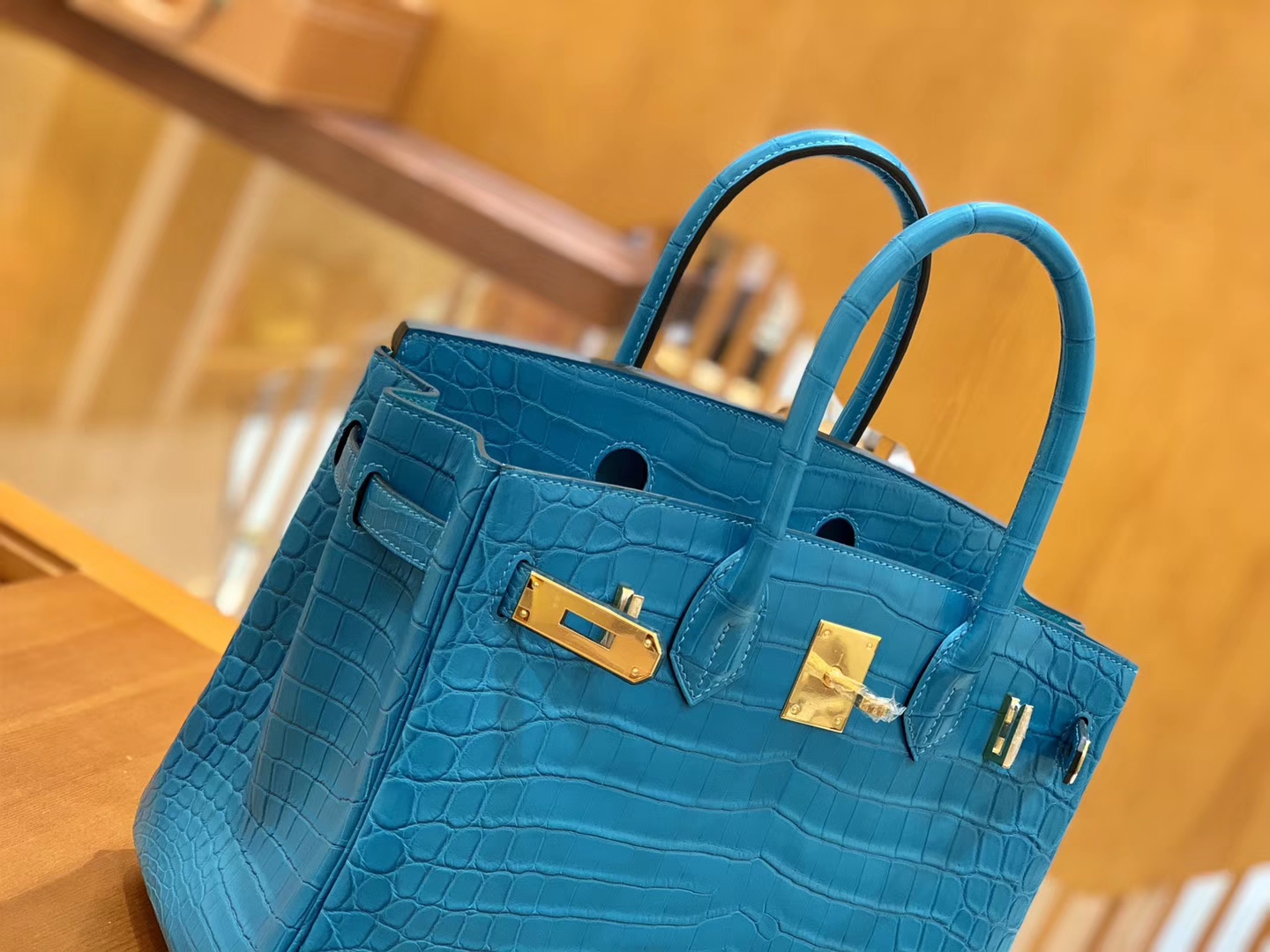 Hermès（爱马仕）Birkin 30cm 伊滋密迩蓝 金扣 尼罗 雾面 两点 鳄鱼皮 全手工