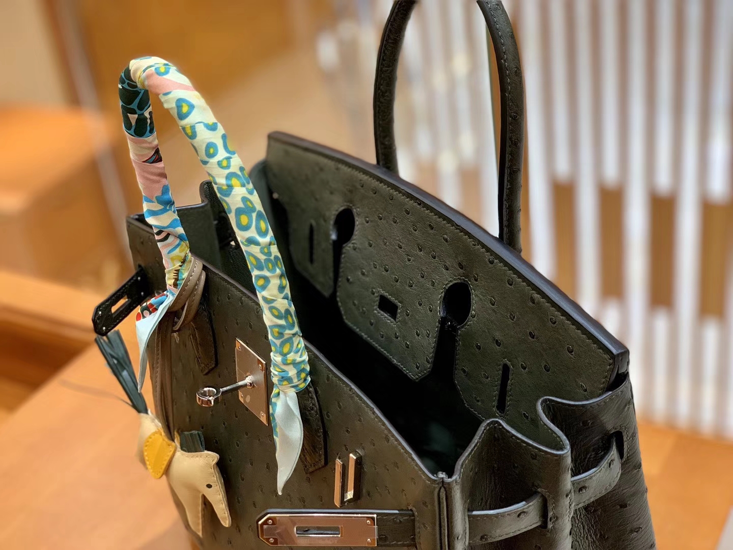 Hermès（爱马仕）Birkin 30 鸵鸟皮 锡器灰 全手工缝制