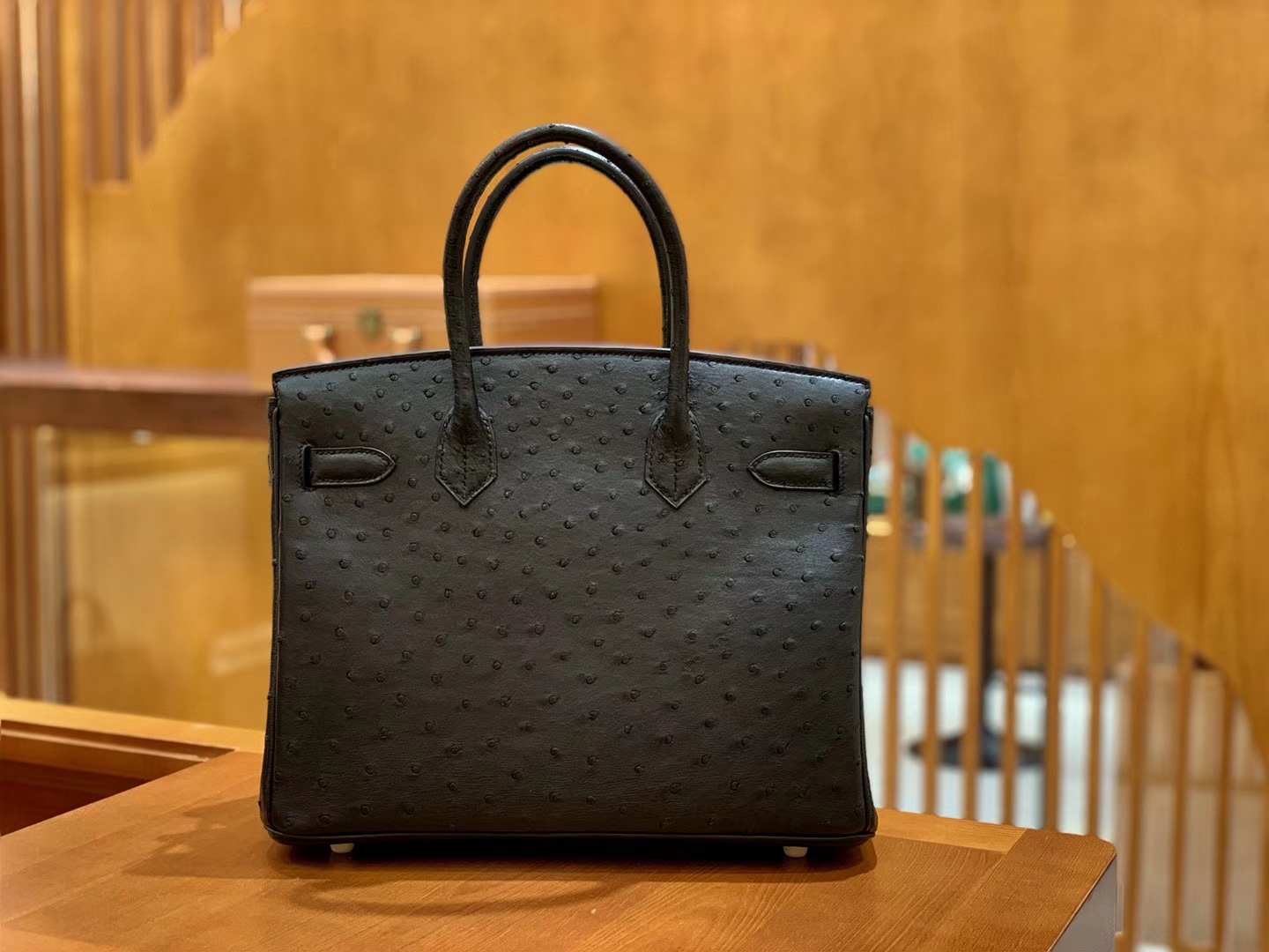 Hermès（爱马仕）Birkin 30 南非kk级鸵鸟皮 经典黑 金扣 原版蜜蜡线