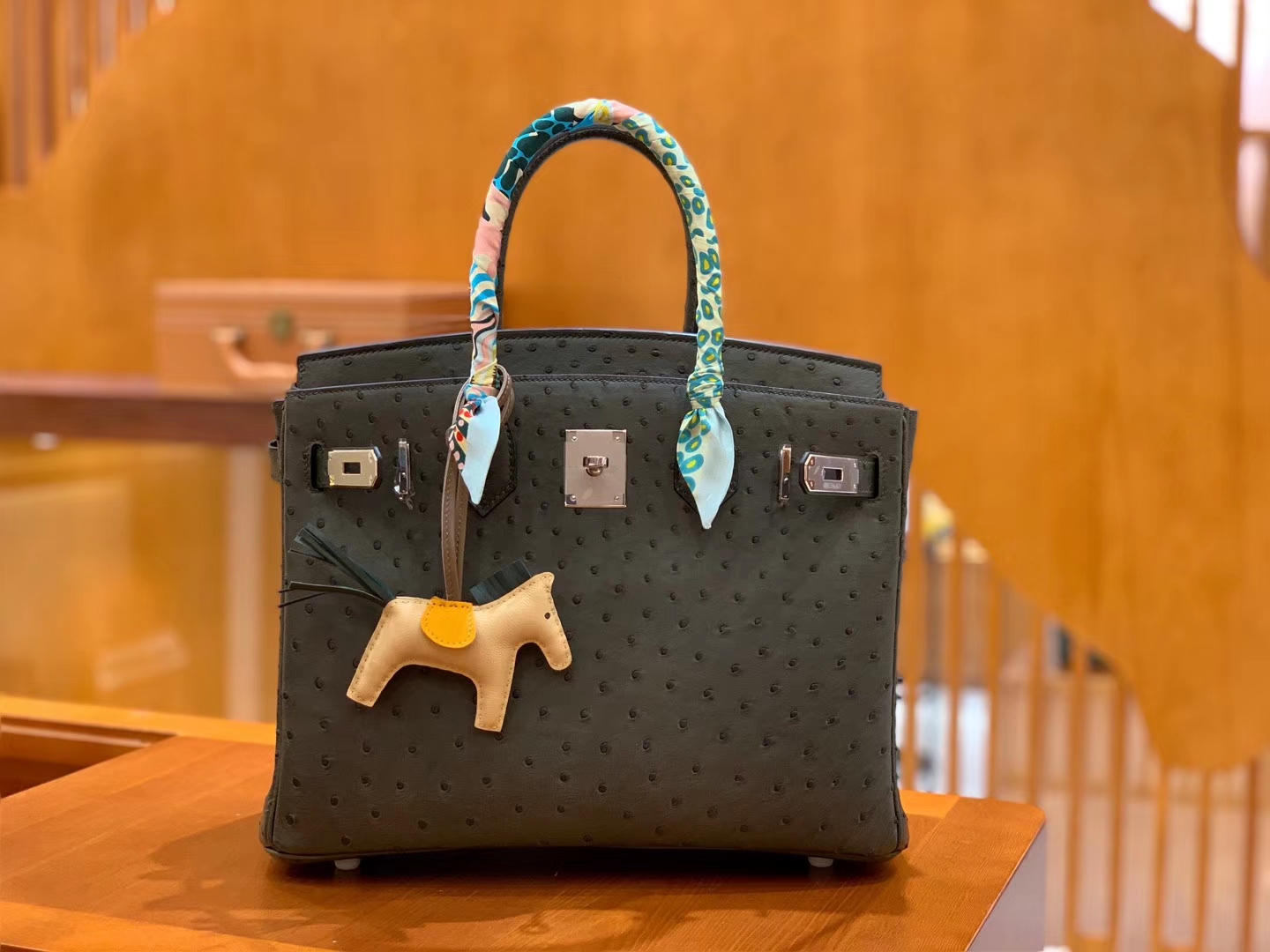 Hermès（爱马仕）Birkin 30 鸵鸟皮 锡器灰 全手工缝制