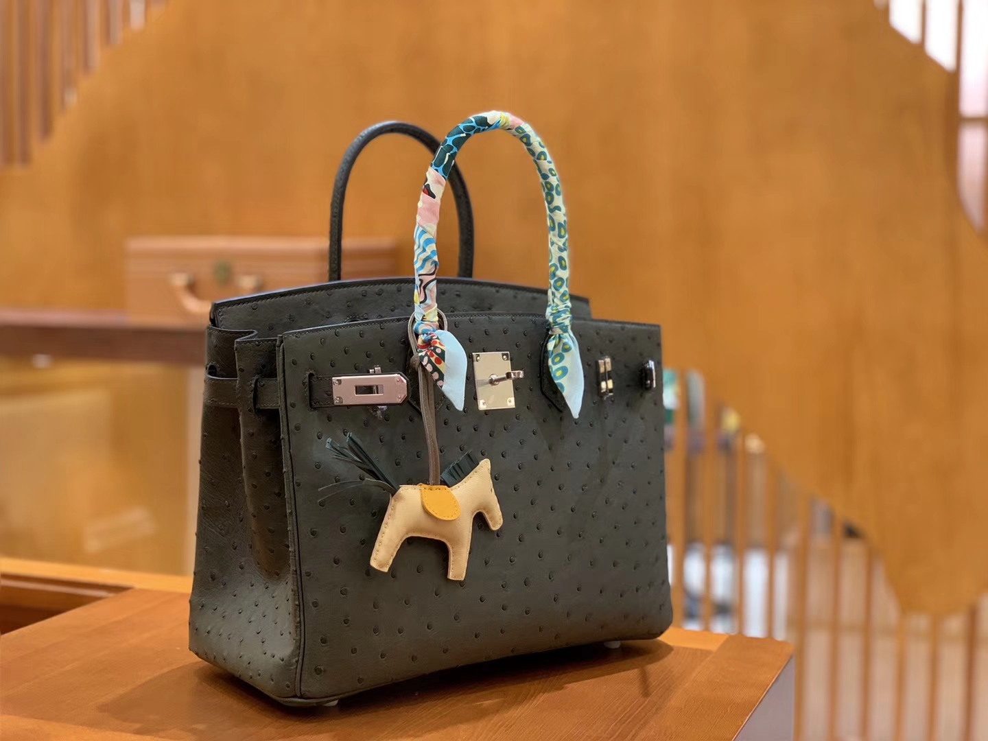 Hermès（爱马仕）Birkin 30 鸵鸟皮 锡器灰 全手工缝制