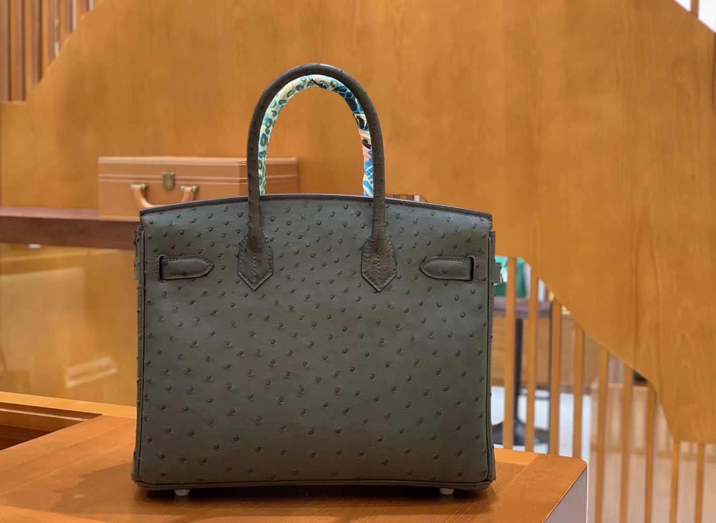 Hermès（爱马仕）Birkin 30 鸵鸟皮 锡器灰 全手工缝制