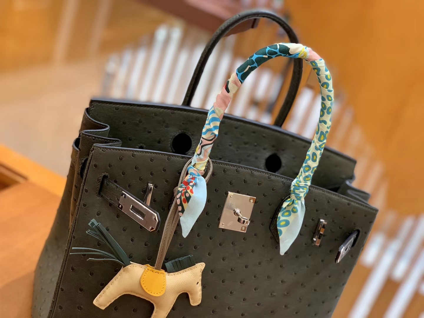 Hermès（爱马仕）Birkin 30 鸵鸟皮 锡器灰 全手工缝制