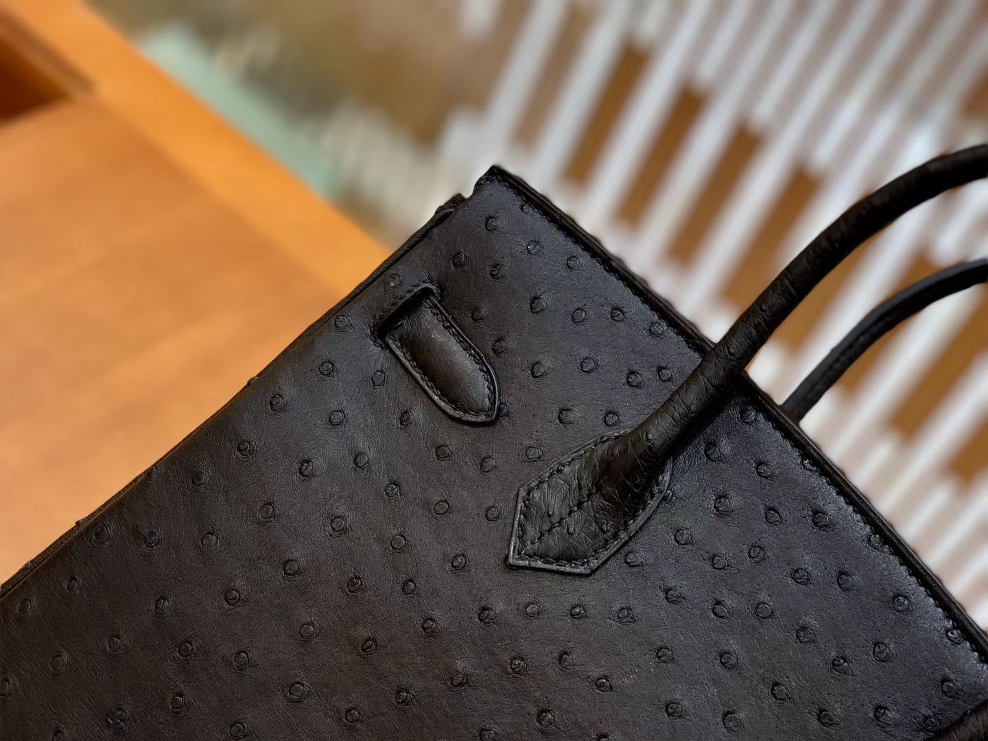 Hermès（爱马仕）Birkin 30 南非kk级鸵鸟皮 经典黑 金扣 原版蜜蜡线
