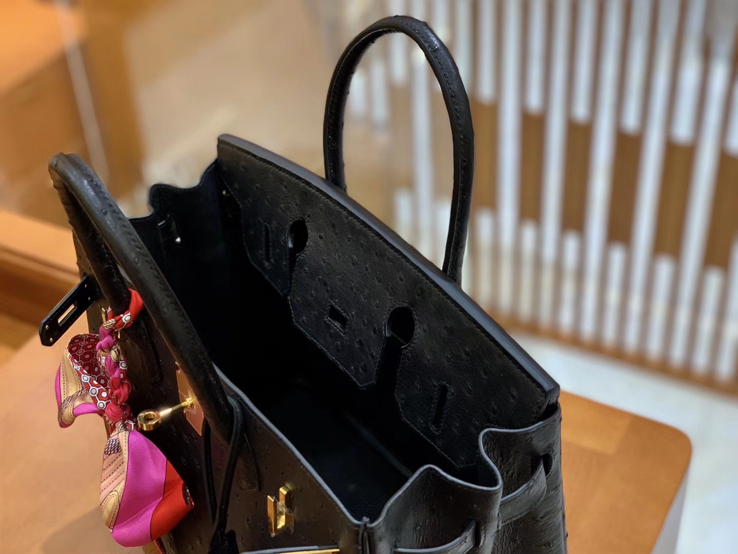 Hermès（爱马仕）Birkin 30 南非kk级鸵鸟皮 经典黑 金扣 原版蜜蜡线