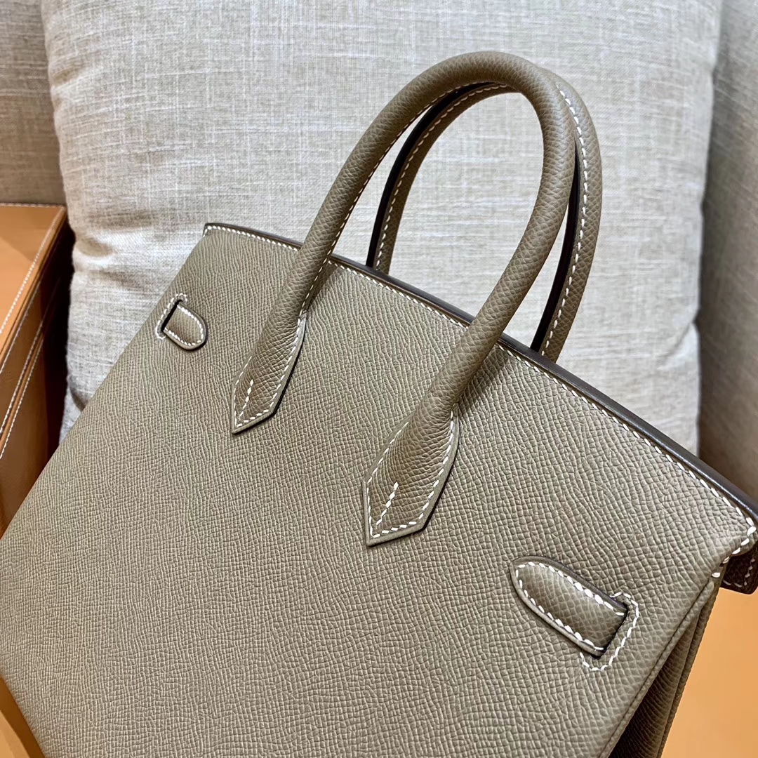 Hermès（爱马仕）Birkin 铂金包 大象灰 掌纹牛皮 金扣 30cm 高订版本