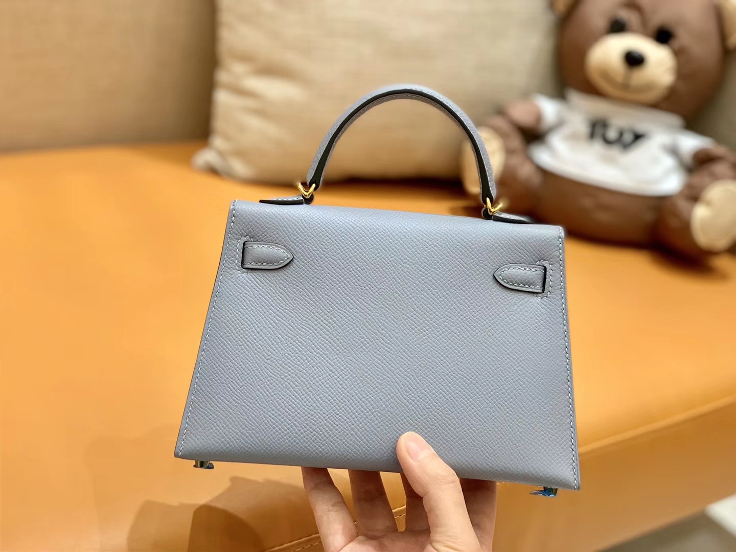 Hermès（爱马仕）Mini kelly 迷你凯莉 新增现货 冰川蓝 掌纹小牛皮 臻品级别 金扣 19cm
