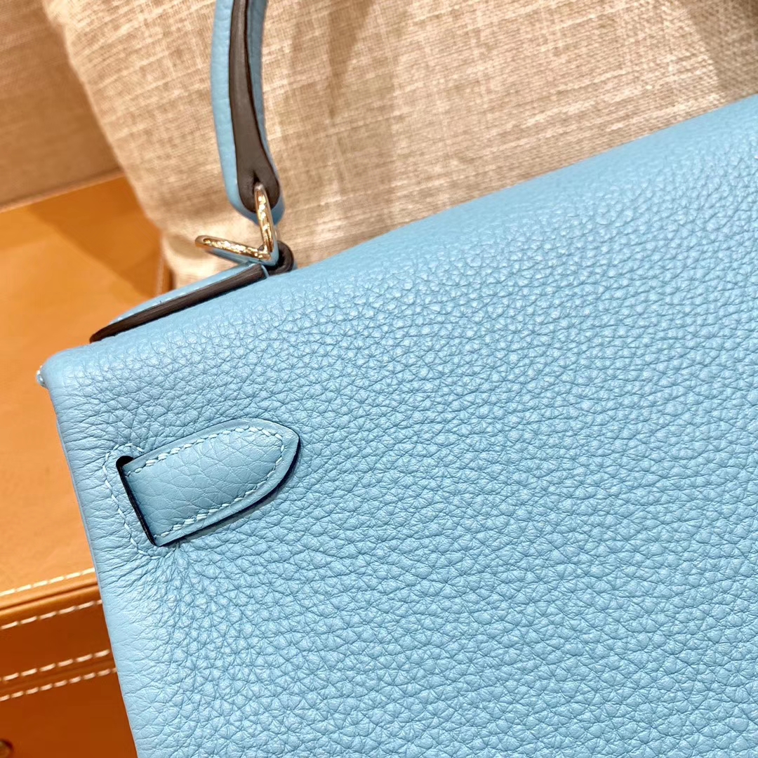 Hermès（爱马仕）Kelly 凯莉包 北方蓝 小牛皮 银扣 28cm