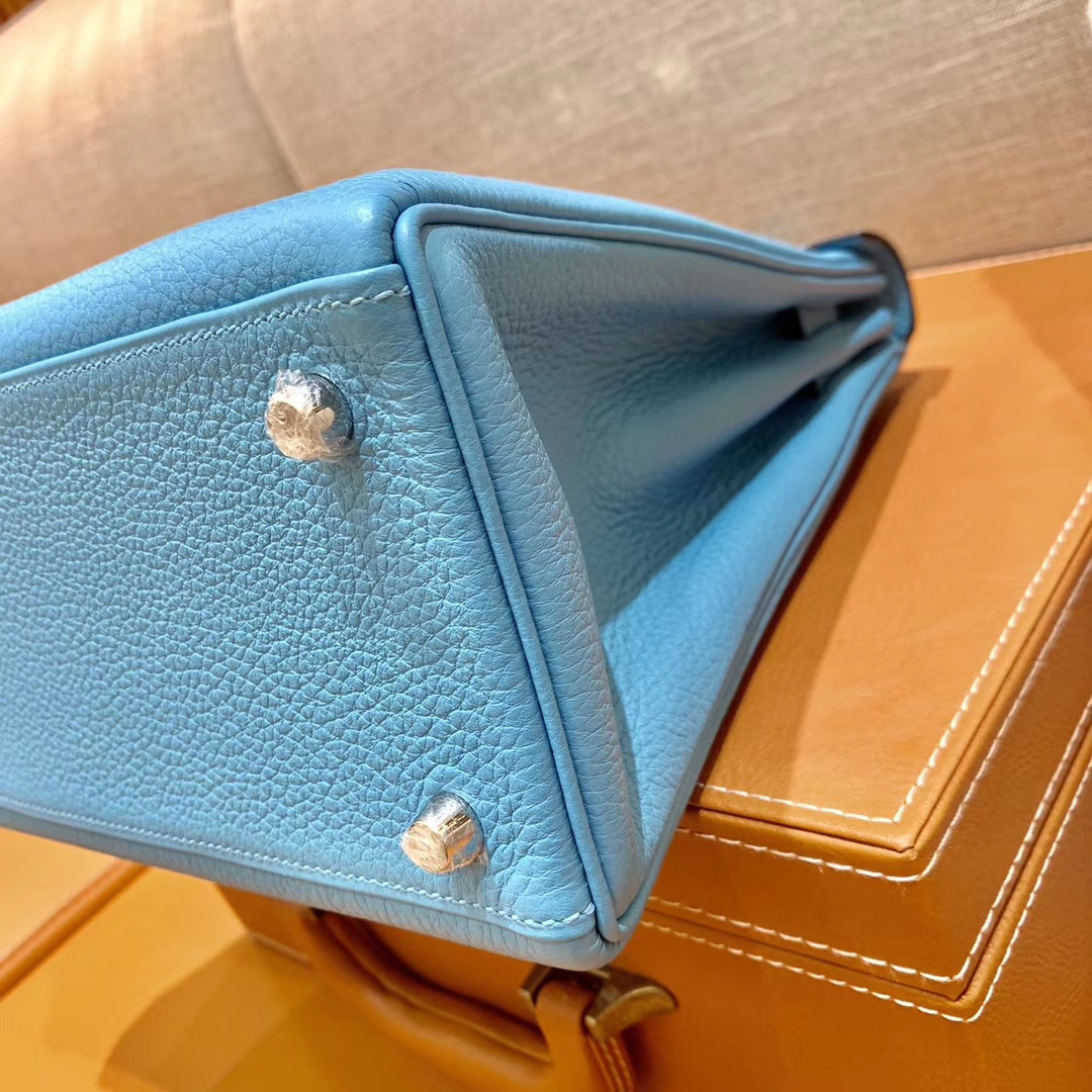 Hermès（爱马仕）Kelly 凯莉包 北方蓝 小牛皮 银扣 28cm