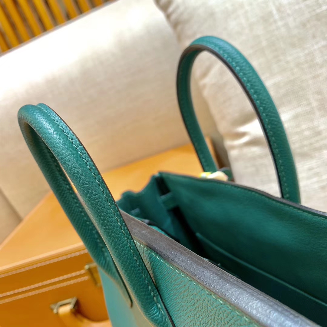 Hermès（爱马仕）铂金包 Birkin 墨绿色 掌纹牛皮 细节图