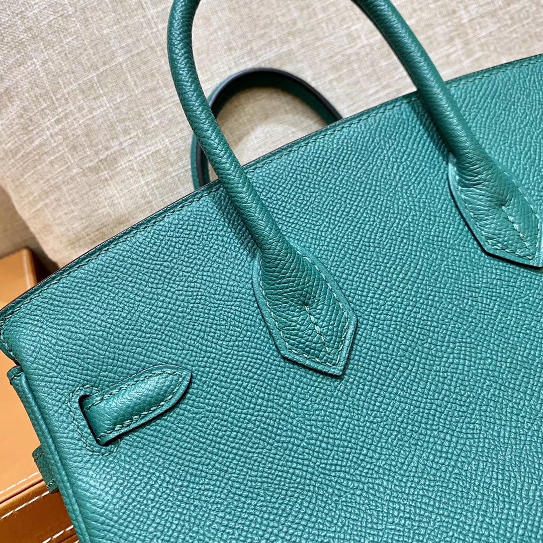 Hermès（爱马仕）铂金包 Birkin 墨绿色 掌纹牛皮 细节图