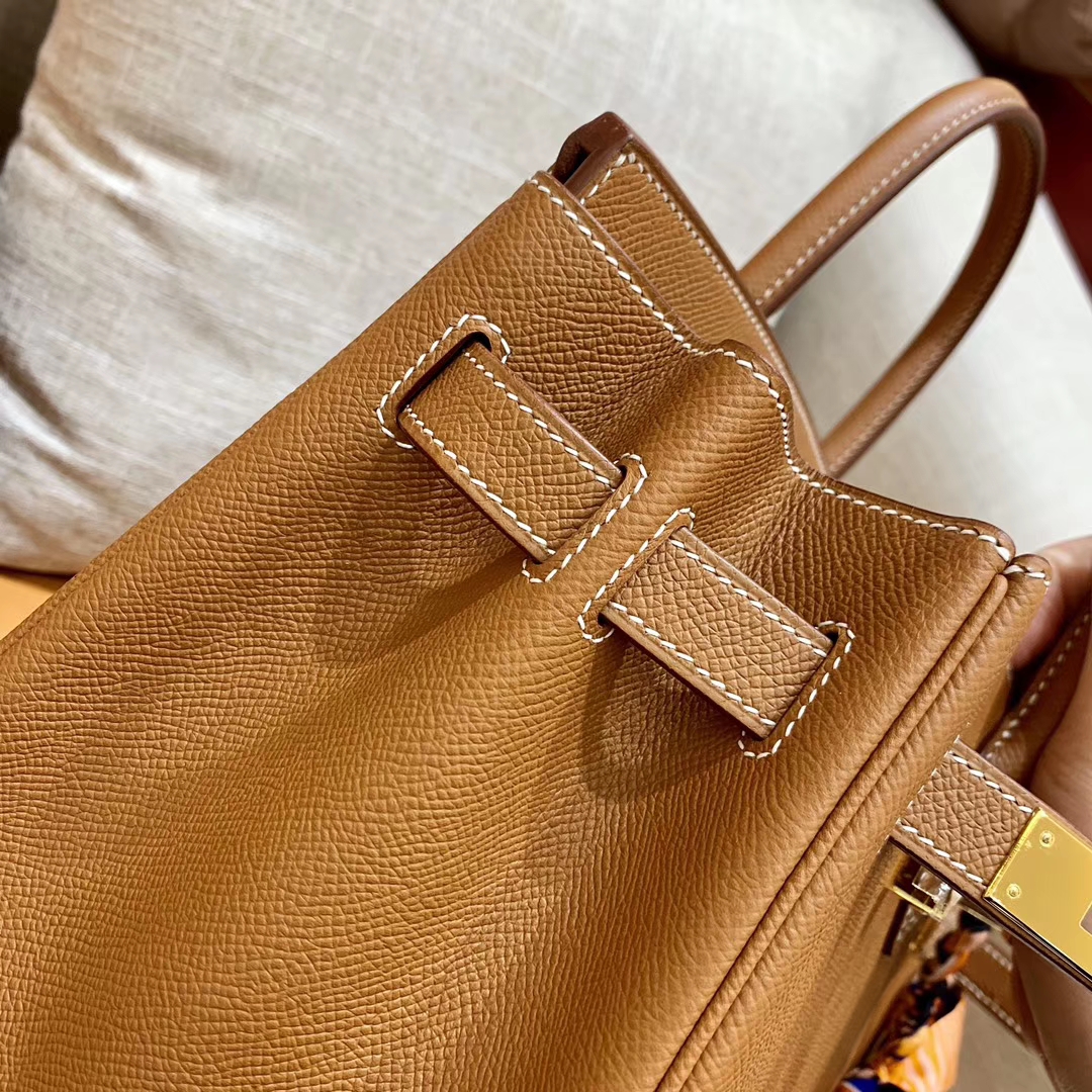 Hermès（爱马仕）Birkin 铂金包 金棕色 掌纹牛皮 金扣 30cm 高订版本