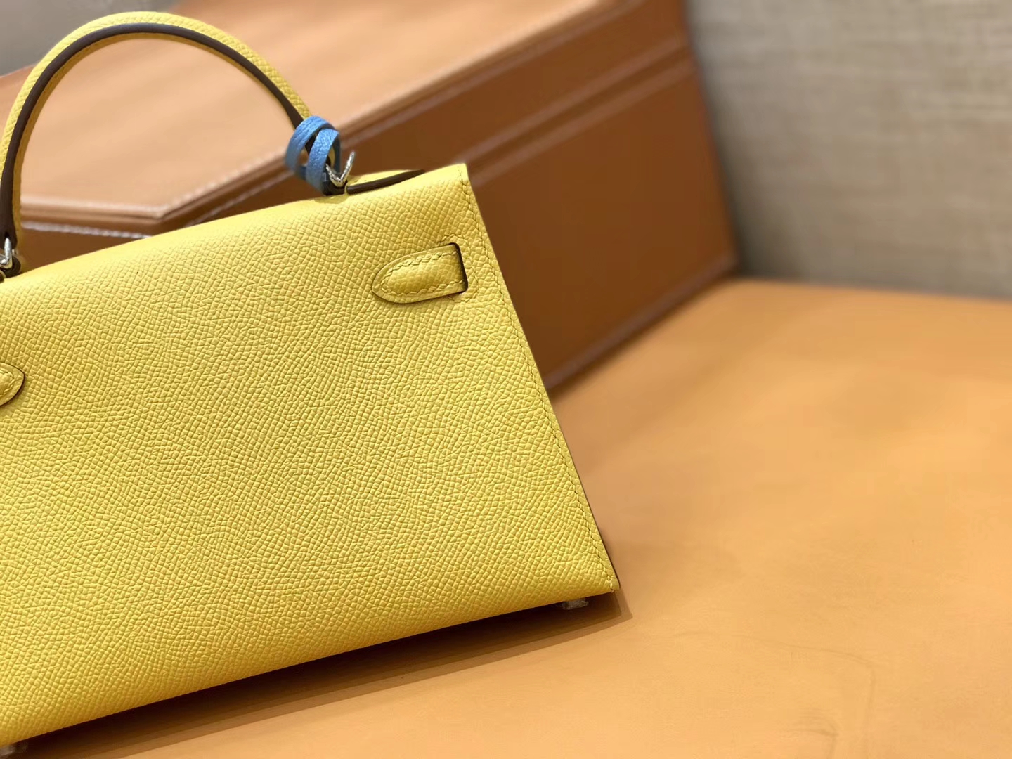 Hermès（爱马仕）mini Kelly 琥珀黄 银扣 德国进口掌纹皮 全手工缝制