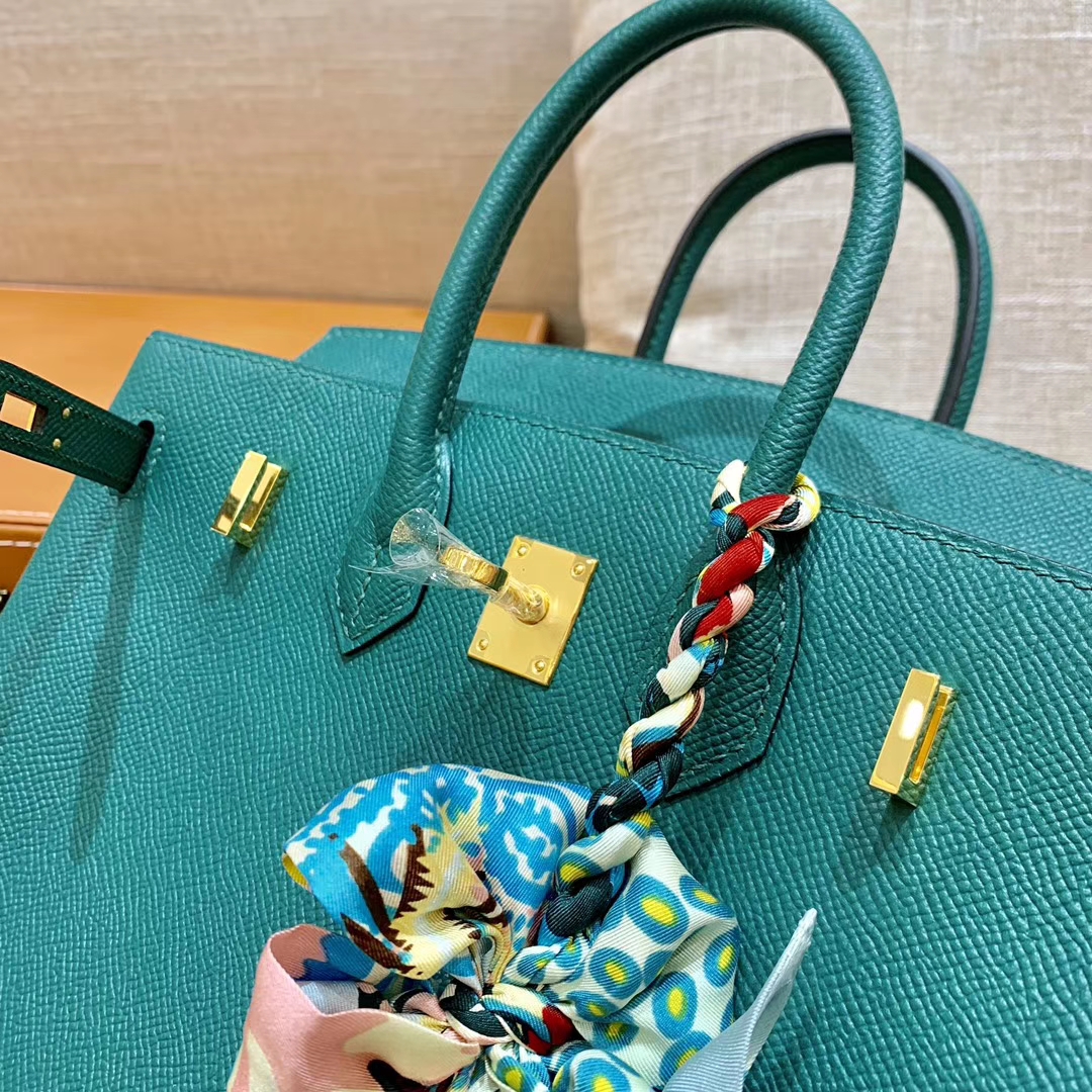 Hermès（爱马仕）铂金包 Birkin 墨绿色 掌纹牛皮 细节图