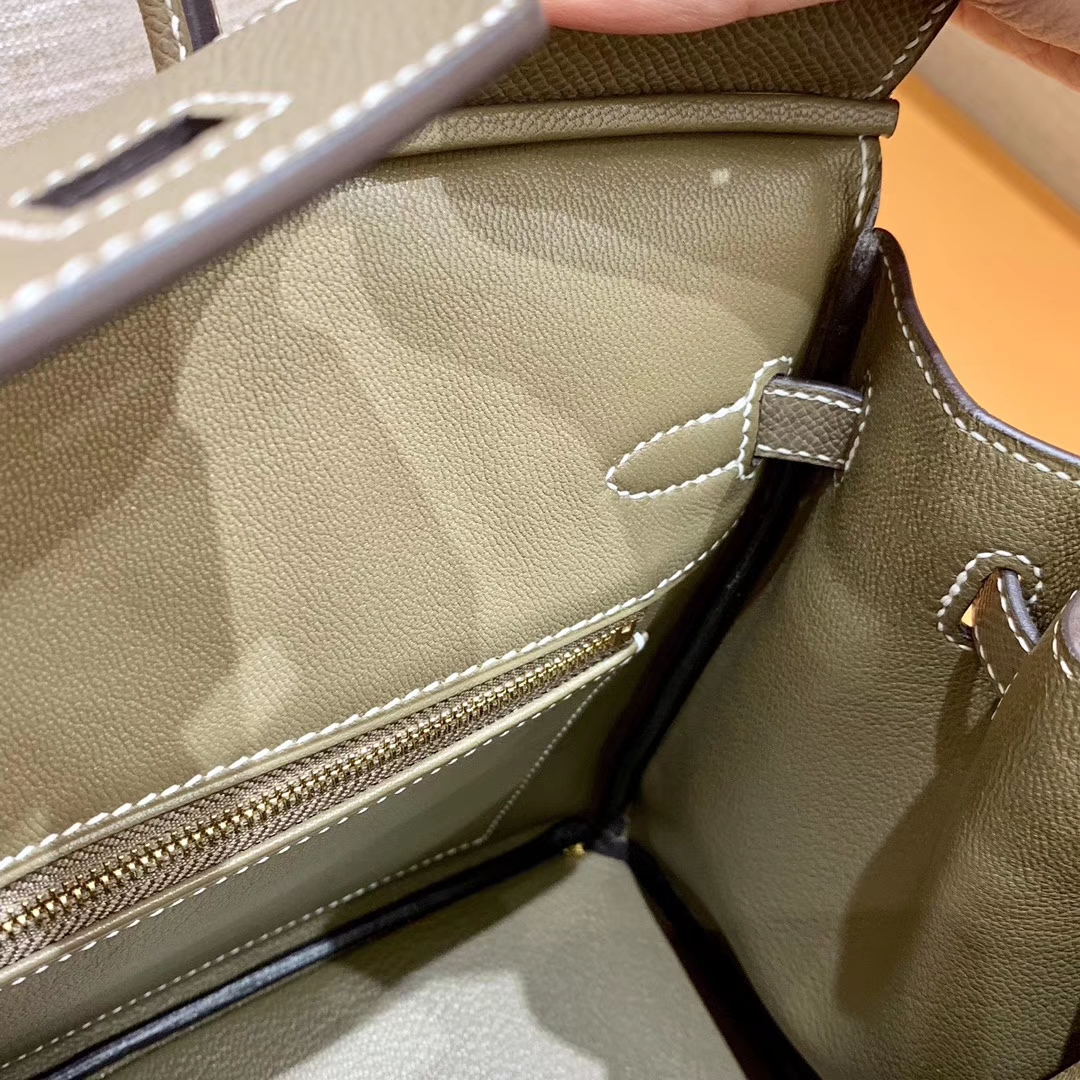 Hermès（爱马仕）Birkin 铂金包 大象灰 掌纹牛皮 金扣 30cm 高订版本
