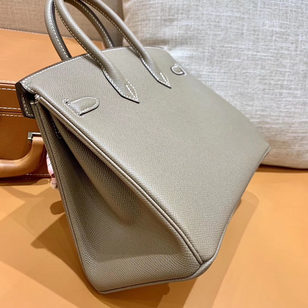 Hermès（爱马仕）Birkin 铂金包 大象灰 掌纹牛皮 金扣 30cm 高订版本
