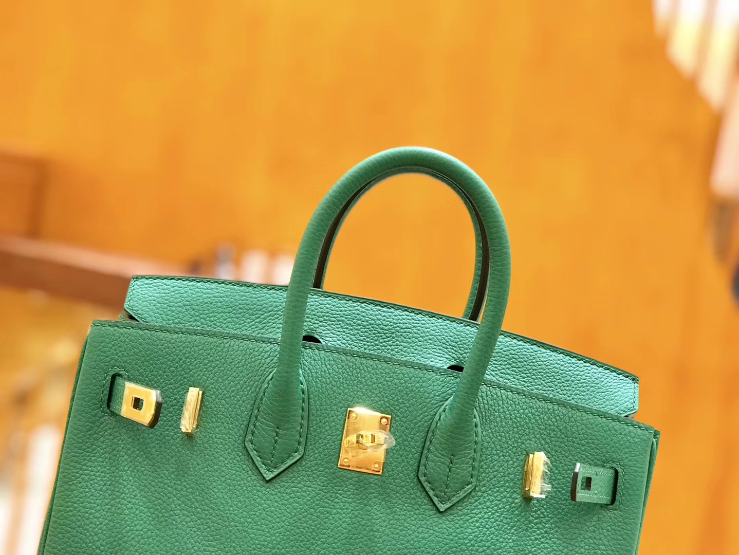 Hermès（爱马仕）Birkin 25cm 丝绒绿 金扣 全手工缝制