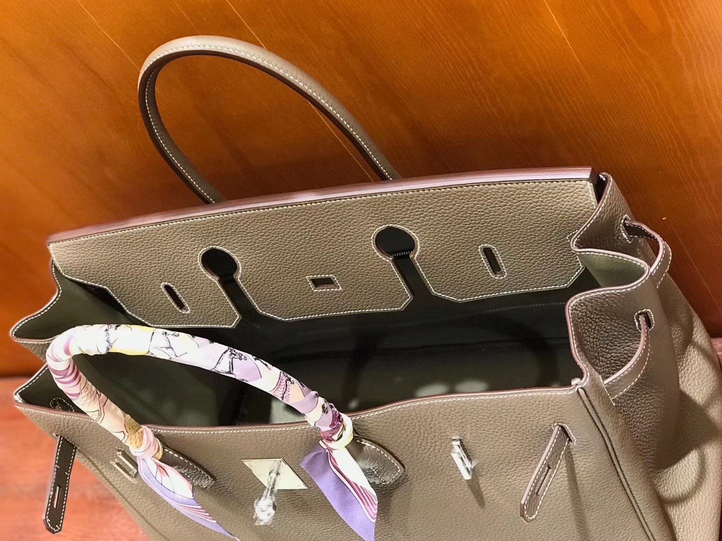 Hermès（爱马仕）Birkin 铂金包 斑鸠灰 小牛皮 银扣 40cm 男士首选