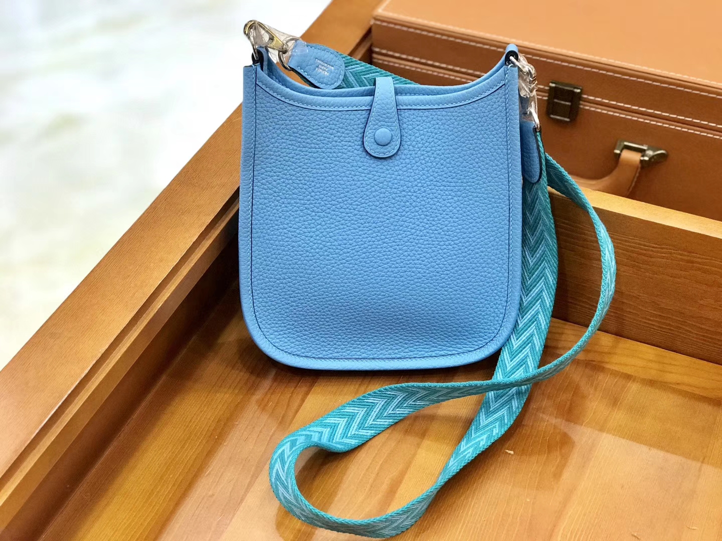 Hermès（爱马仕）Evelyne 伊芙琳 16cm 北方蓝 全手工缝制