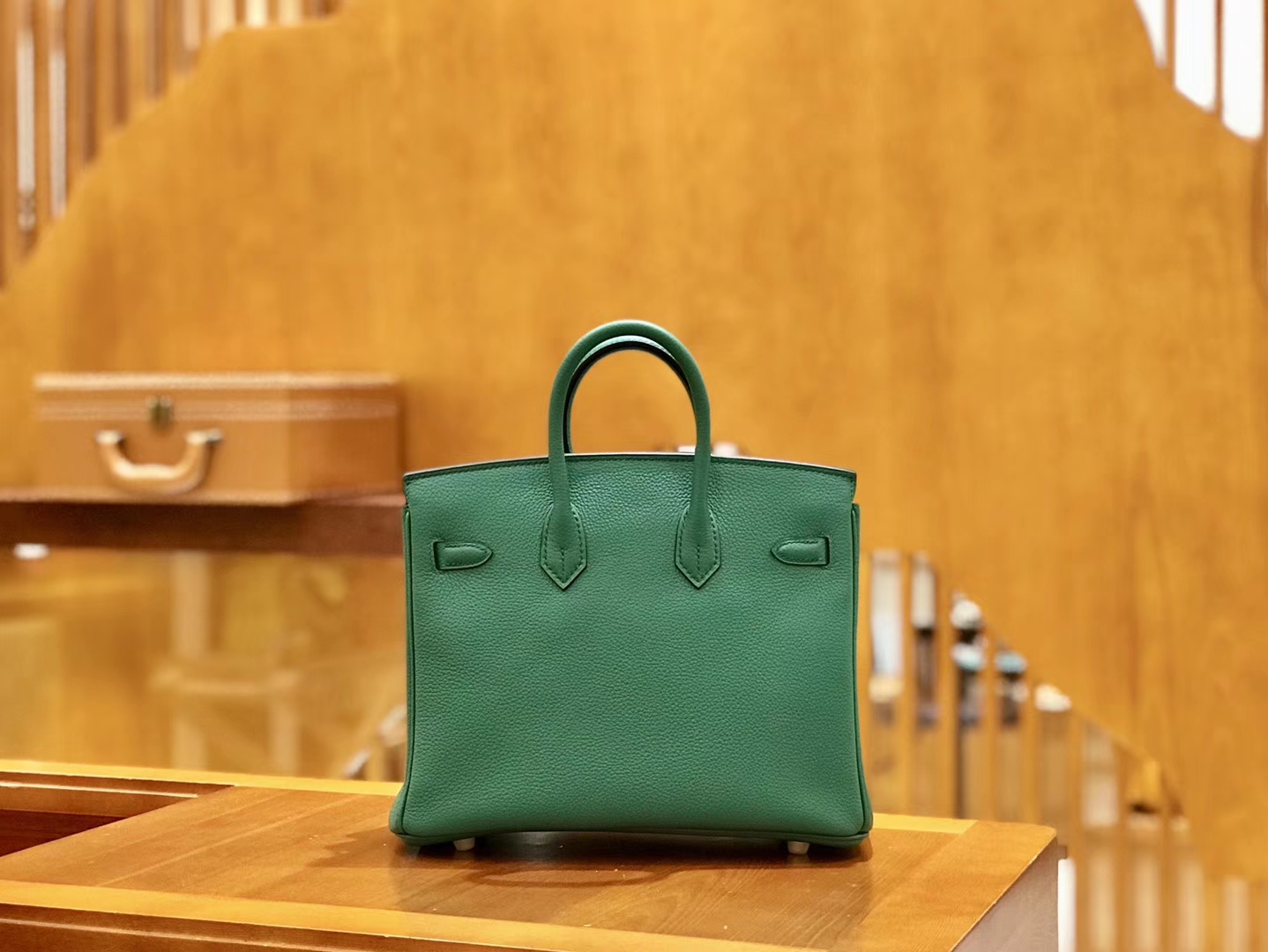 Hermès（爱马仕）Birkin 25cm 丝绒绿 金扣 全手工缝制