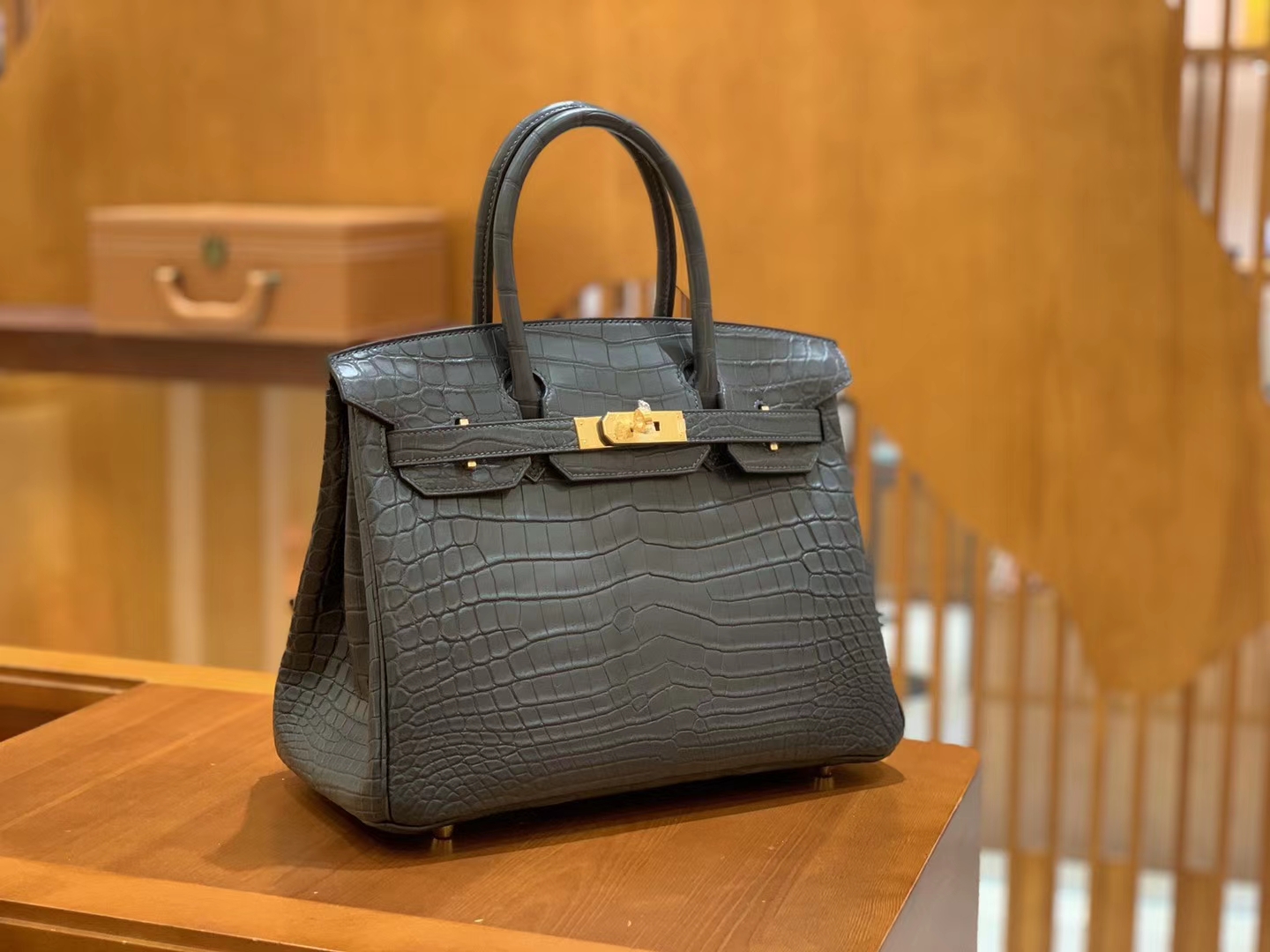 Hermès（爱马仕）Birkin 30cm 雾面 尼罗鳄鱼皮 锡器灰 金扣 全手工缝制