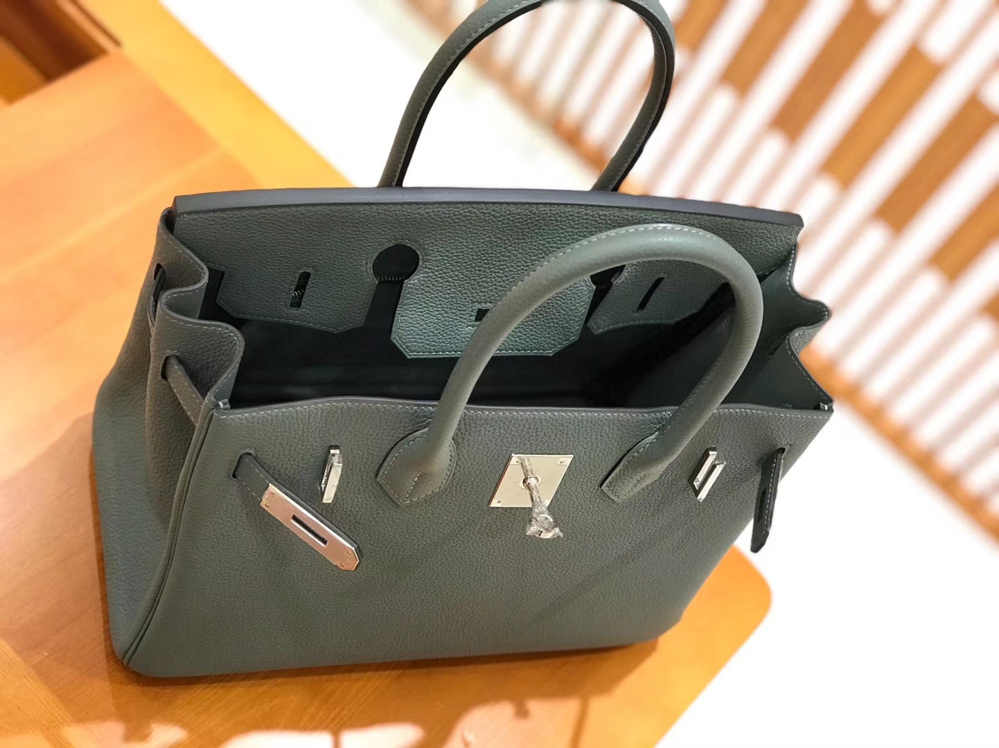 Hermès（爱马仕）Birkin 30cm togo牛皮 杏仁绿 银扣 全手工缝制