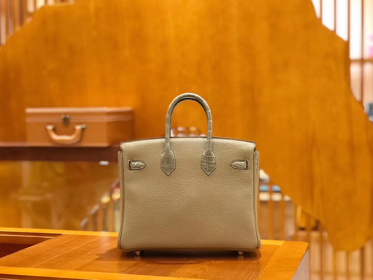 Hermès（爱马仕）Birkin Touch 25cm 斑鸠灰 鳄鱼皮拼牛皮 全手工缝制