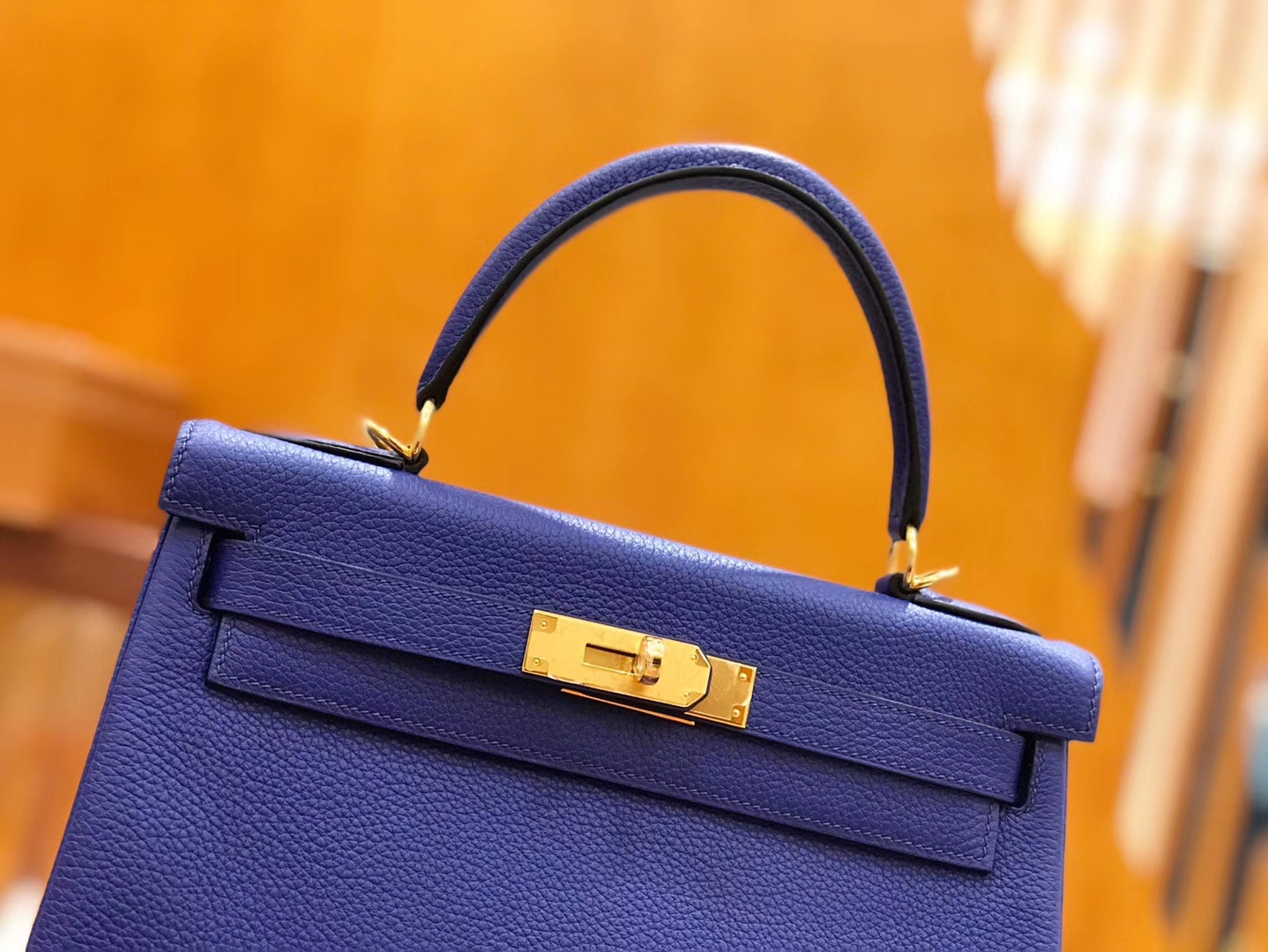 Hermès（爱马仕）Kelly 28cm togo 牛皮 电光蓝 金扣 全手工缝制 现货
