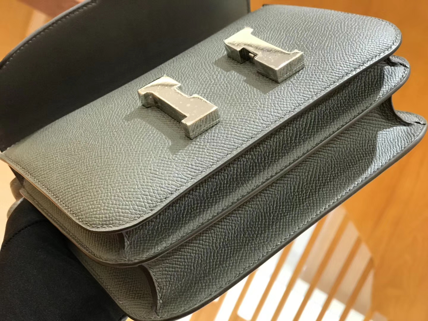 Hermès（爱马仕）Constance 18cm Epsom牛皮 锡器灰 银扣 全手工缝制 现货