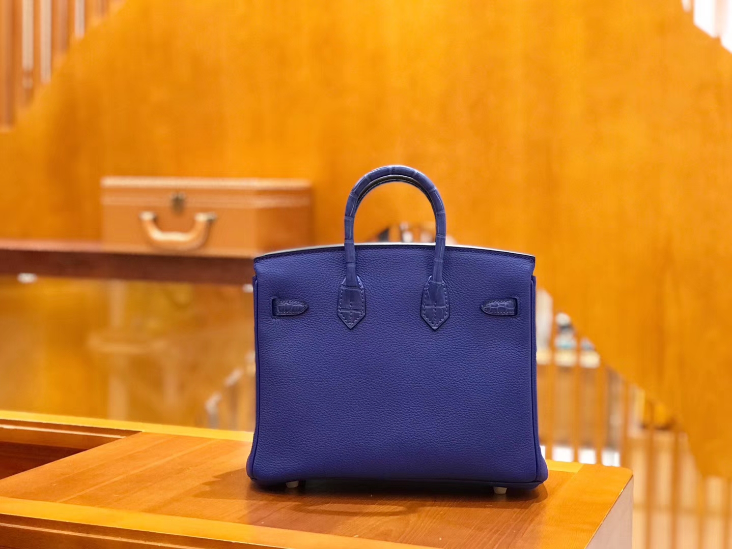 Hermès（爱马仕）Birkin 25cm Touch 电光蓝 鳄鱼皮拼牛皮 全手工缝制