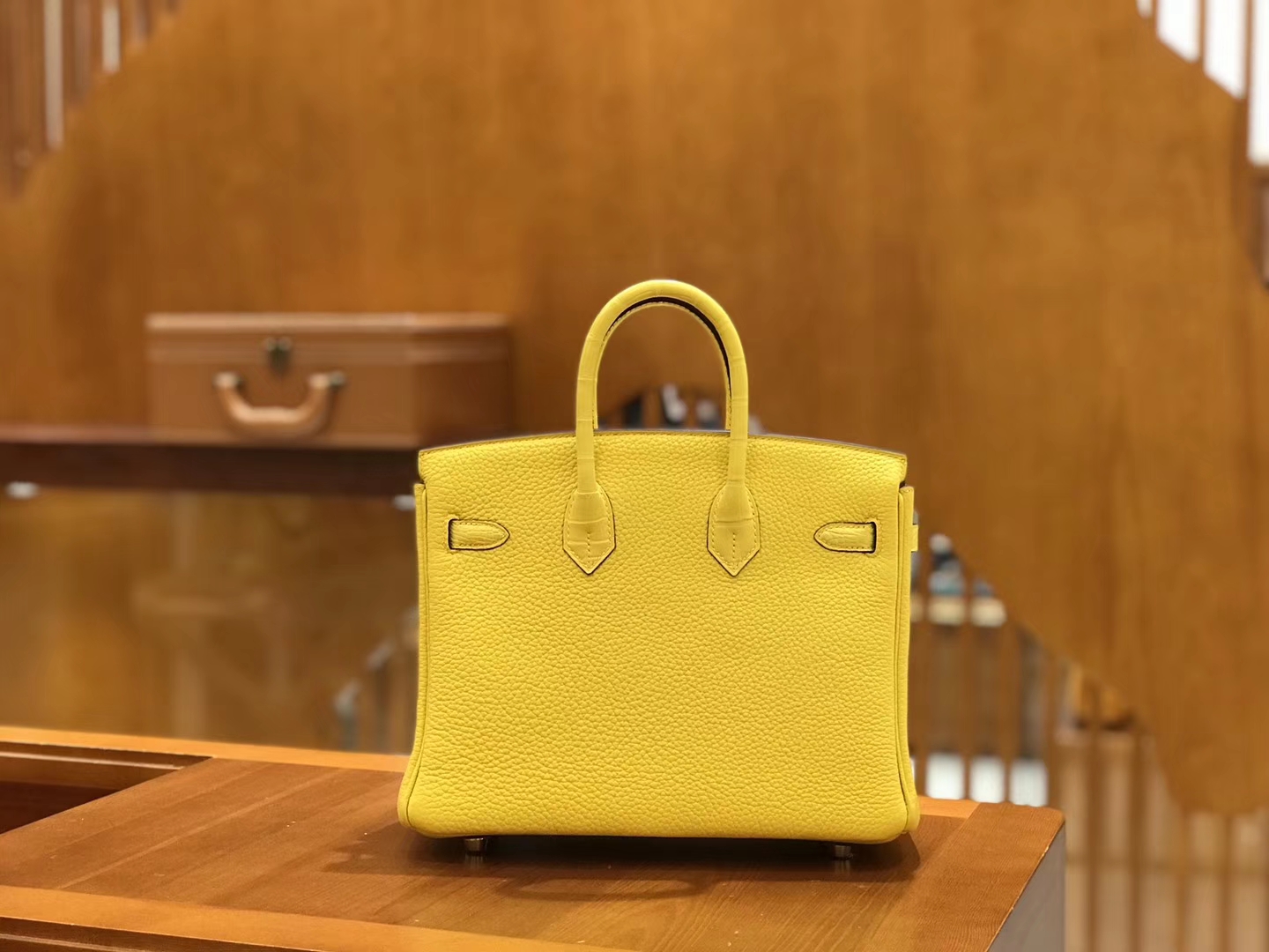 Hermès（爱马仕）Birkin Touch 25cm 那不勒斯黄 鳄鱼皮拼牛皮 全手工缝制