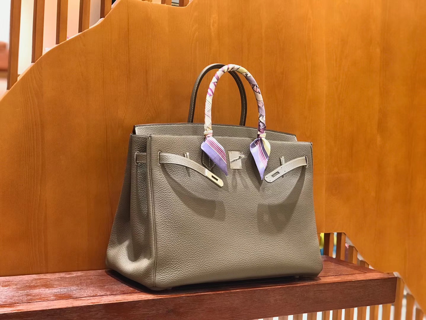 Hermès（爱马仕）Birkin 铂金包 斑鸠灰 小牛皮 银扣 40cm 男士首选