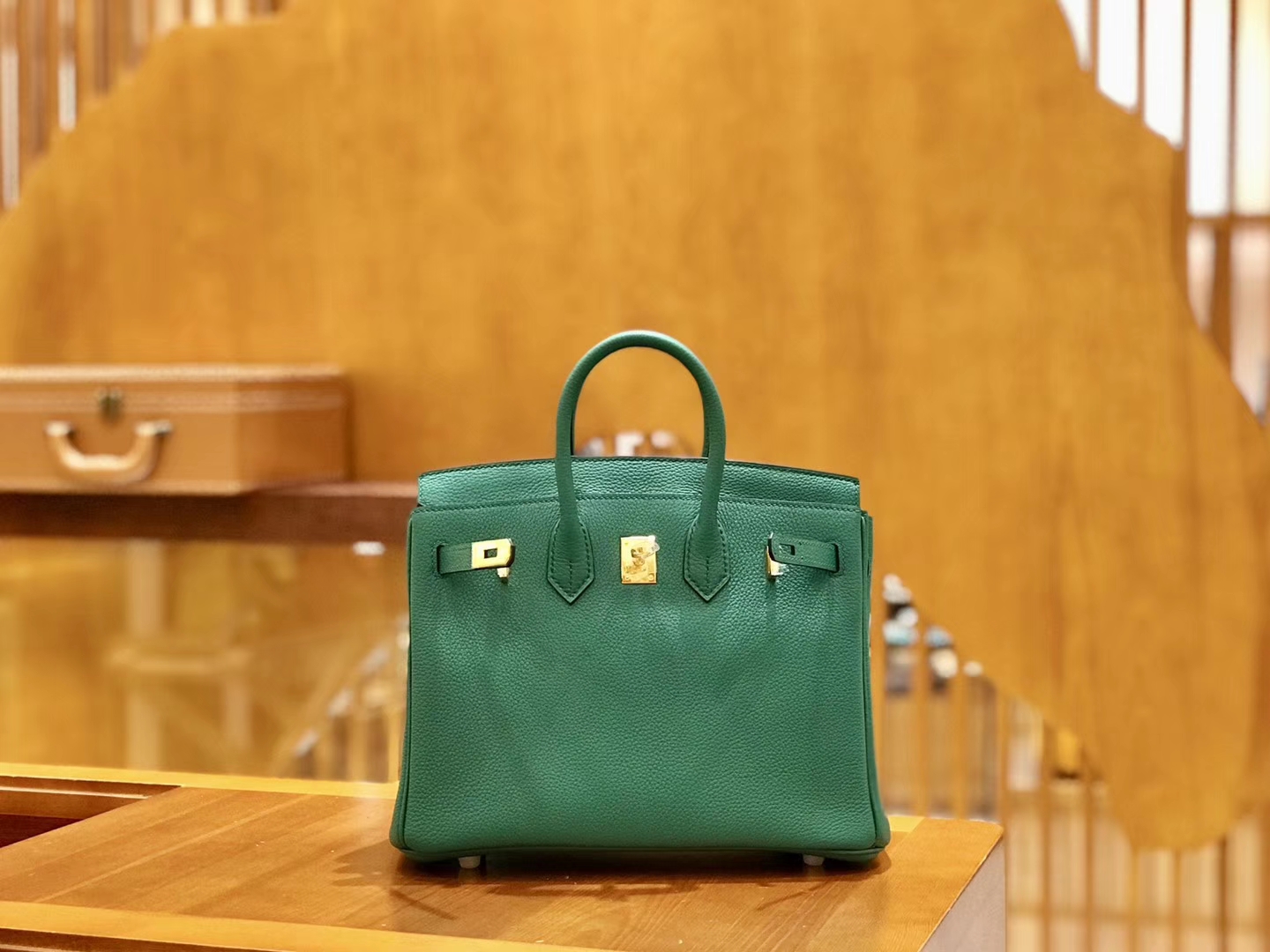 Hermès（爱马仕）Birkin 25cm 丝绒绿 金扣 全手工缝制