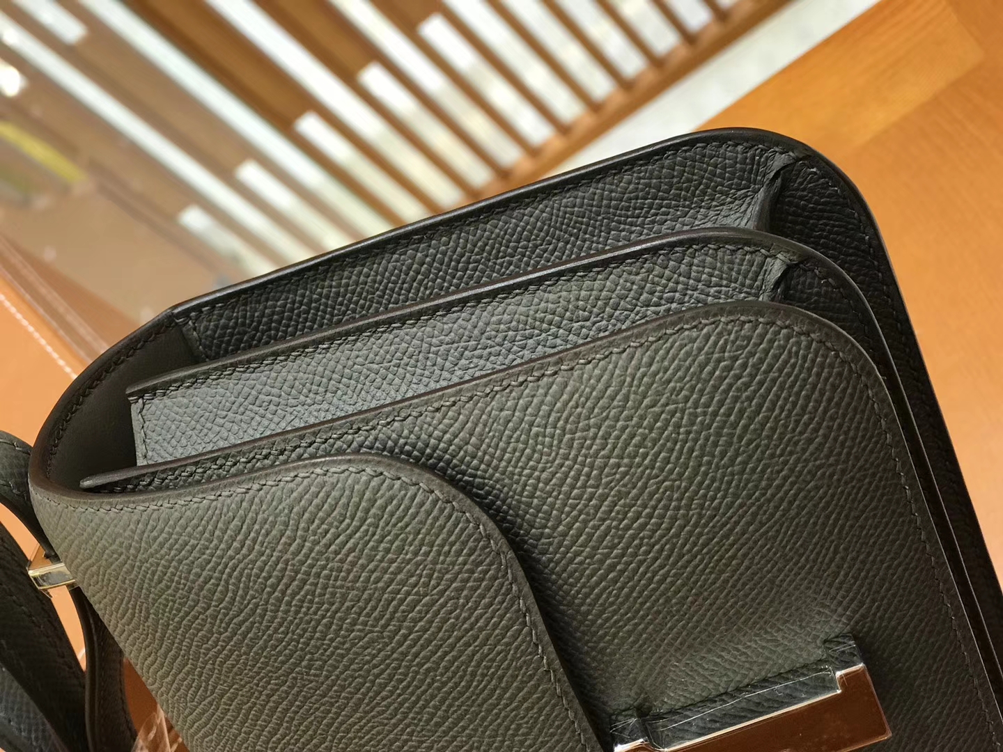 Hermès（爱马仕）Constance 18cm Epsom牛皮 锡器灰 银扣 全手工缝制 现货