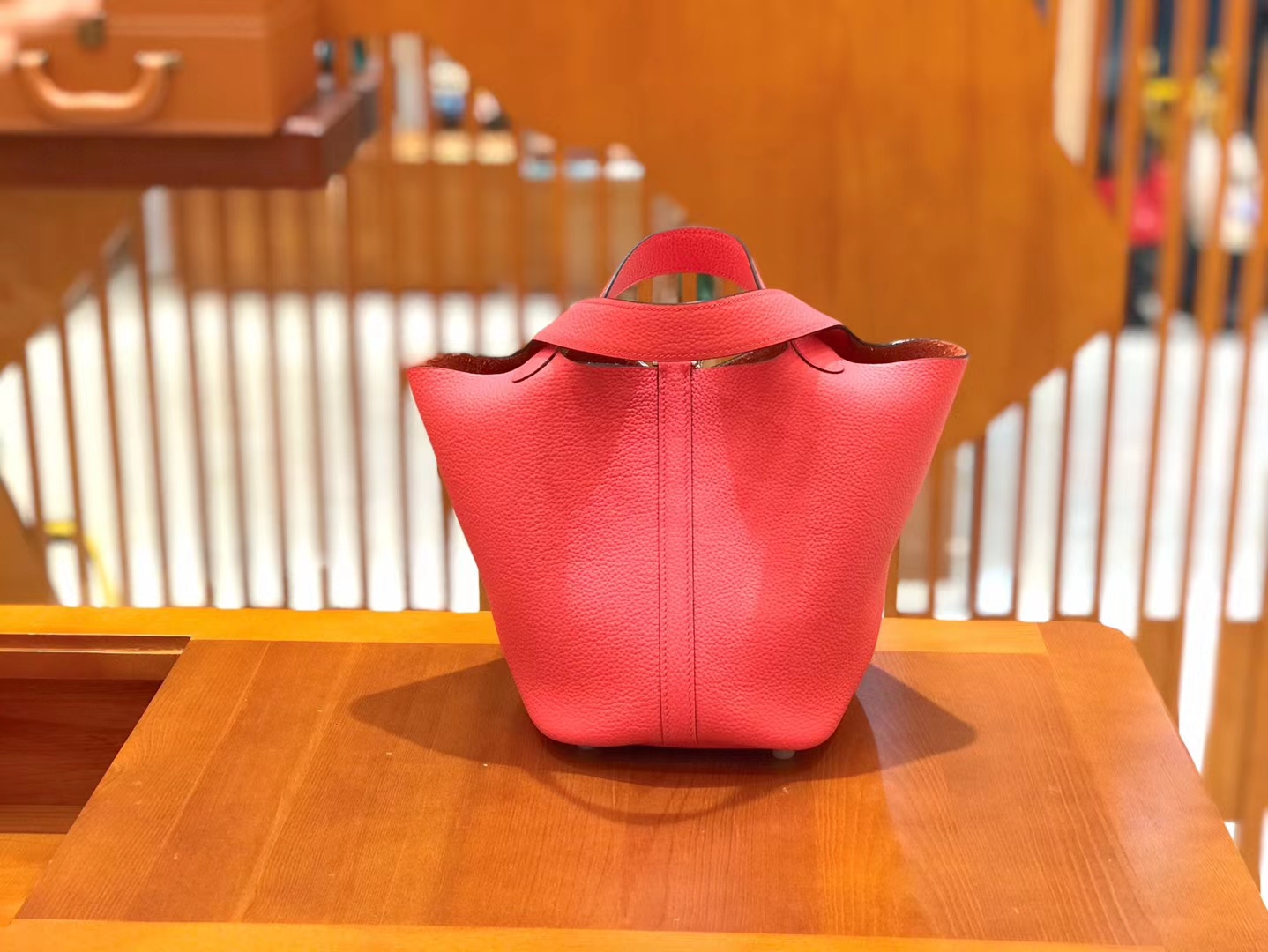Hermès（爱马仕）Piction 18cm 唇膏粉 银扣 Togo小牛皮 全手工缝制