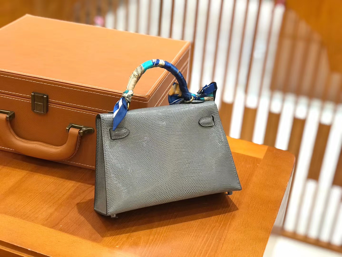 Hermès（爱马仕）mini 2代 19cm 铁灰 杏仁绿 南非野生蜥蜴皮 金扣 新增现货