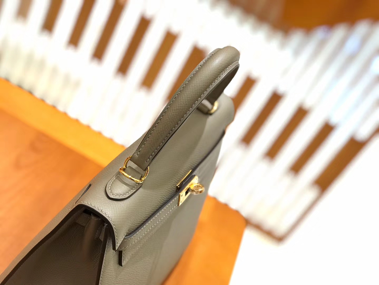 Hermès（爱马仕）Kelly 25cm 银河灰 金扣 掌纹牛皮 全手工缝制