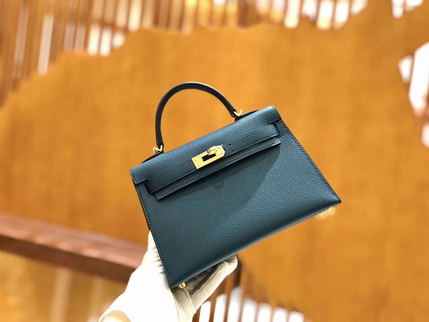 Hermès（爱马仕）新增现货 2代 19cm 蜥蜴皮 伊滋蜜尔蓝 金扣 全手工缝制