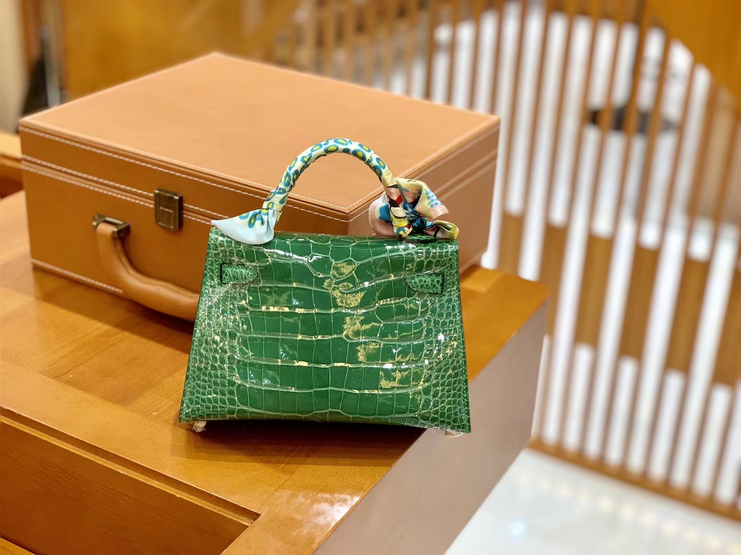 Hermès（爱马仕）迷你 2代 19cm 美洲鳄鱼 仙人掌绿 金扣 全手工缝制 新增现货