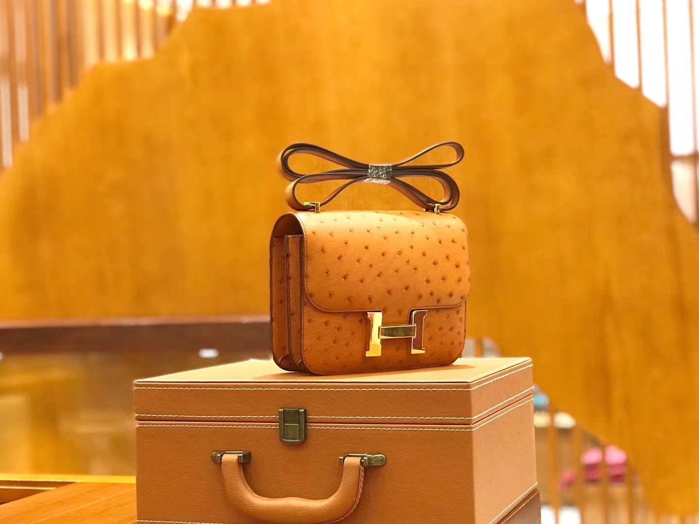 Hermès（爱马仕）Constance 18cm 太妃金 鸵鸟皮 全手工缝制 现货