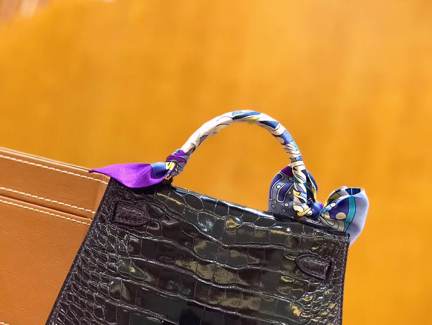 Hermès（爱马仕）迷你 2代 19cm 美洲鳄鱼 茄子紫 全手工缝制 新增现货