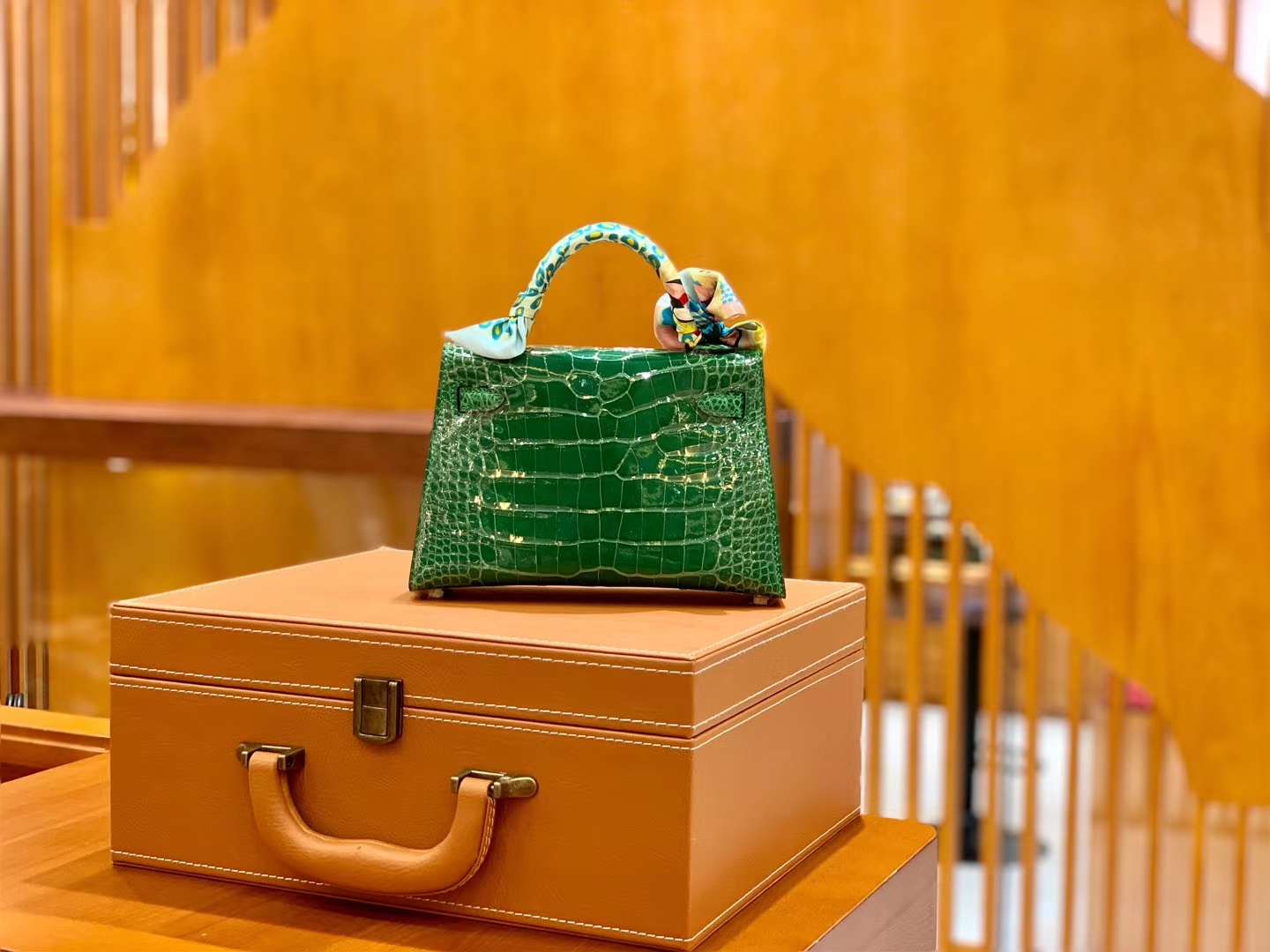 Hermès（爱马仕）迷你 2代 19cm 美洲鳄鱼 仙人掌绿 金扣 全手工缝制 新增现货