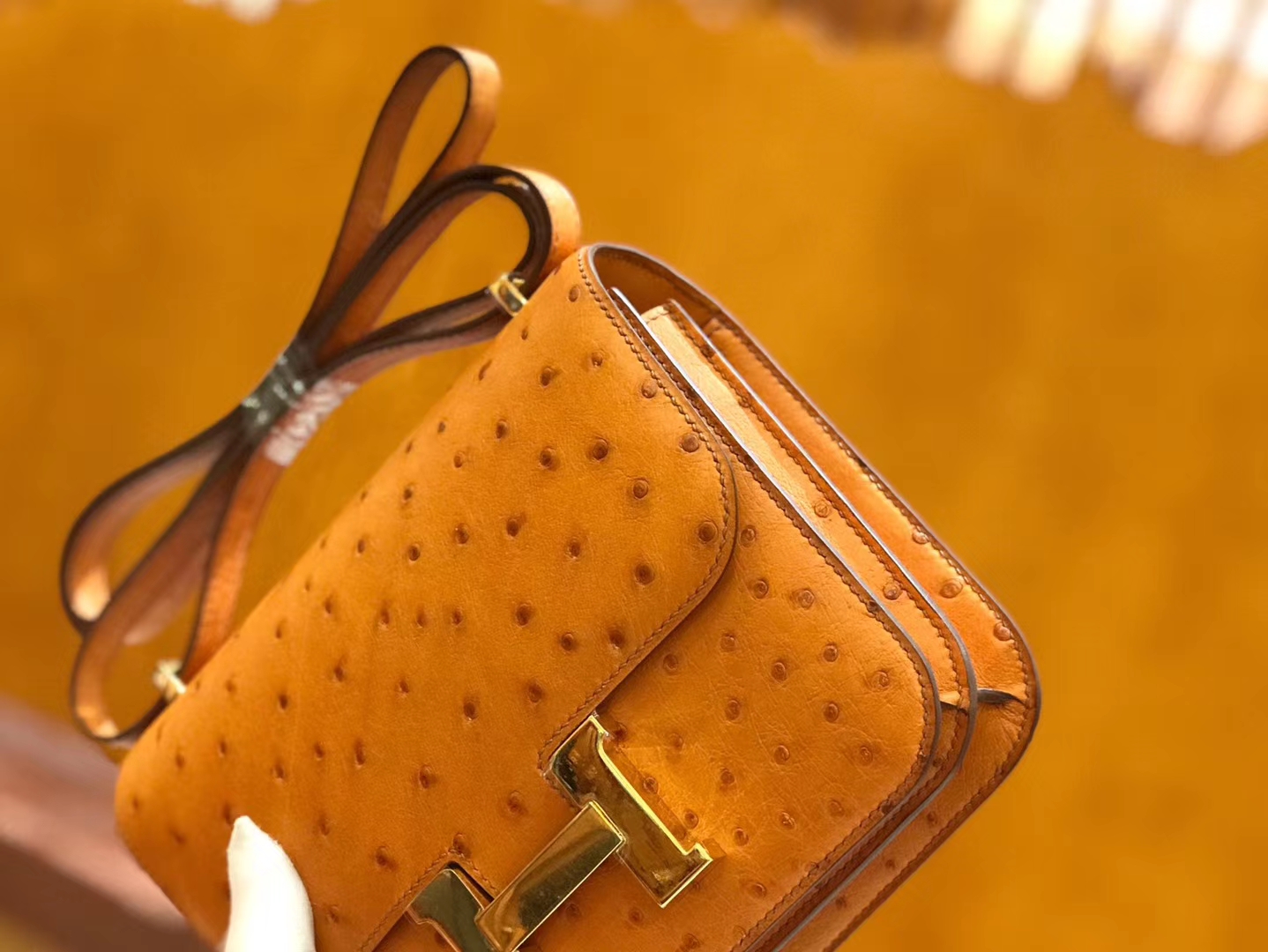 Hermès（爱马仕）Constance 18cm 太妃金 鸵鸟皮 全手工缝制 现货