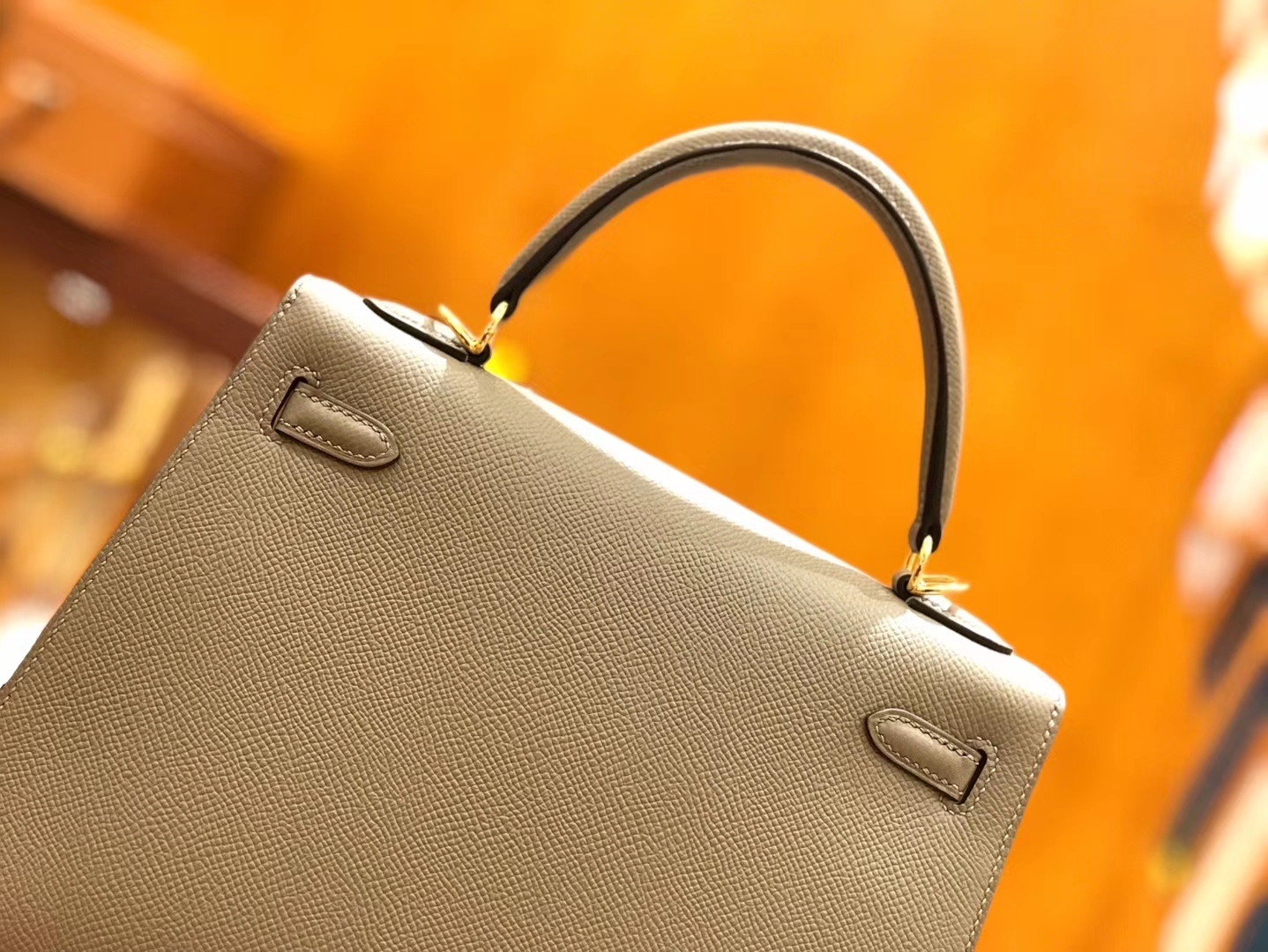 Hermès（爱马仕）Kelly 25cm 银河灰 金扣 掌纹牛皮 全手工缝制