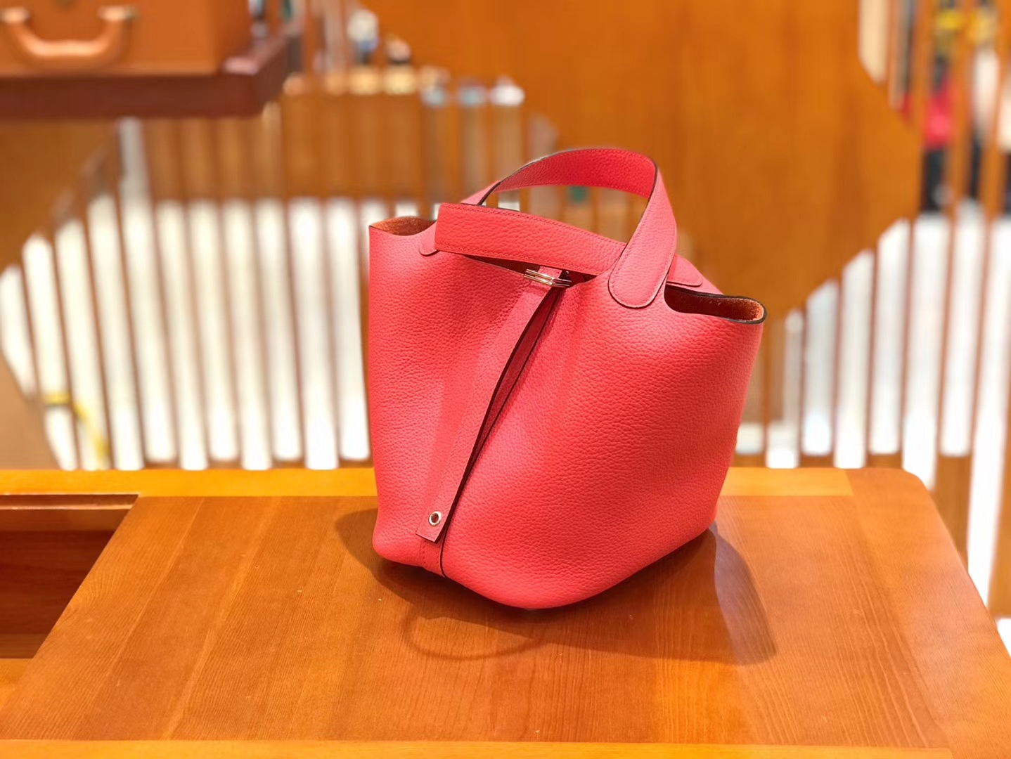 Hermès（爱马仕）Piction 18cm 唇膏粉 银扣 Togo小牛皮 全手工缝制