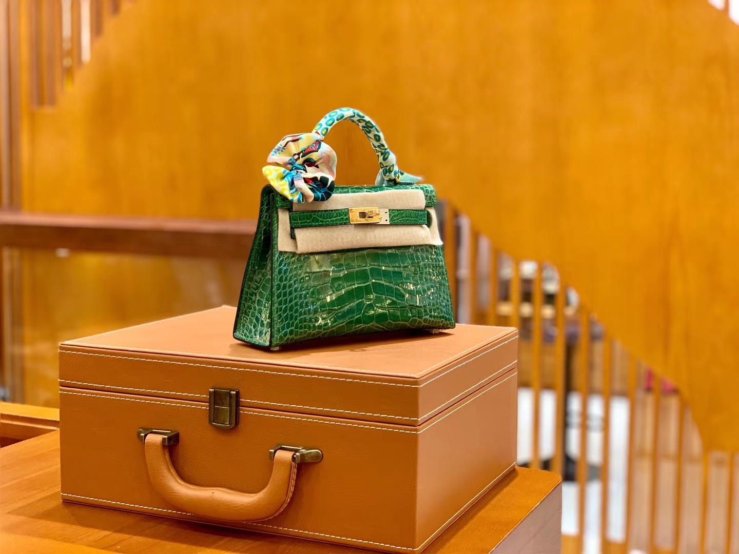 Hermès（爱马仕）迷你 2代 19cm 美洲鳄鱼 仙人掌绿 金扣 全手工缝制 新增现货