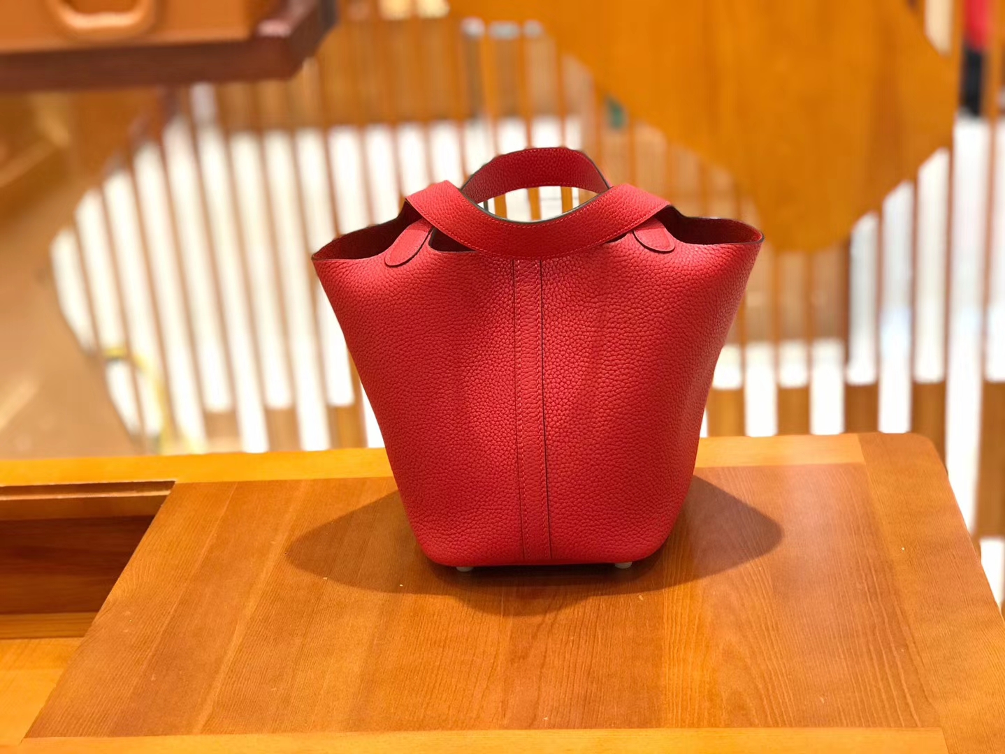 Hermès（爱马仕）Piction 18cm 大红色 银扣 Togo小牛皮 全手工缝制